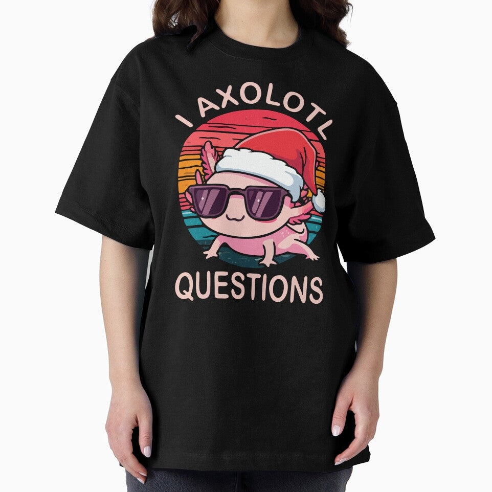 Cool Axolotl Asking Holiday Questions - I Wearing a Sunglasses Santa Hat by Steele-Art