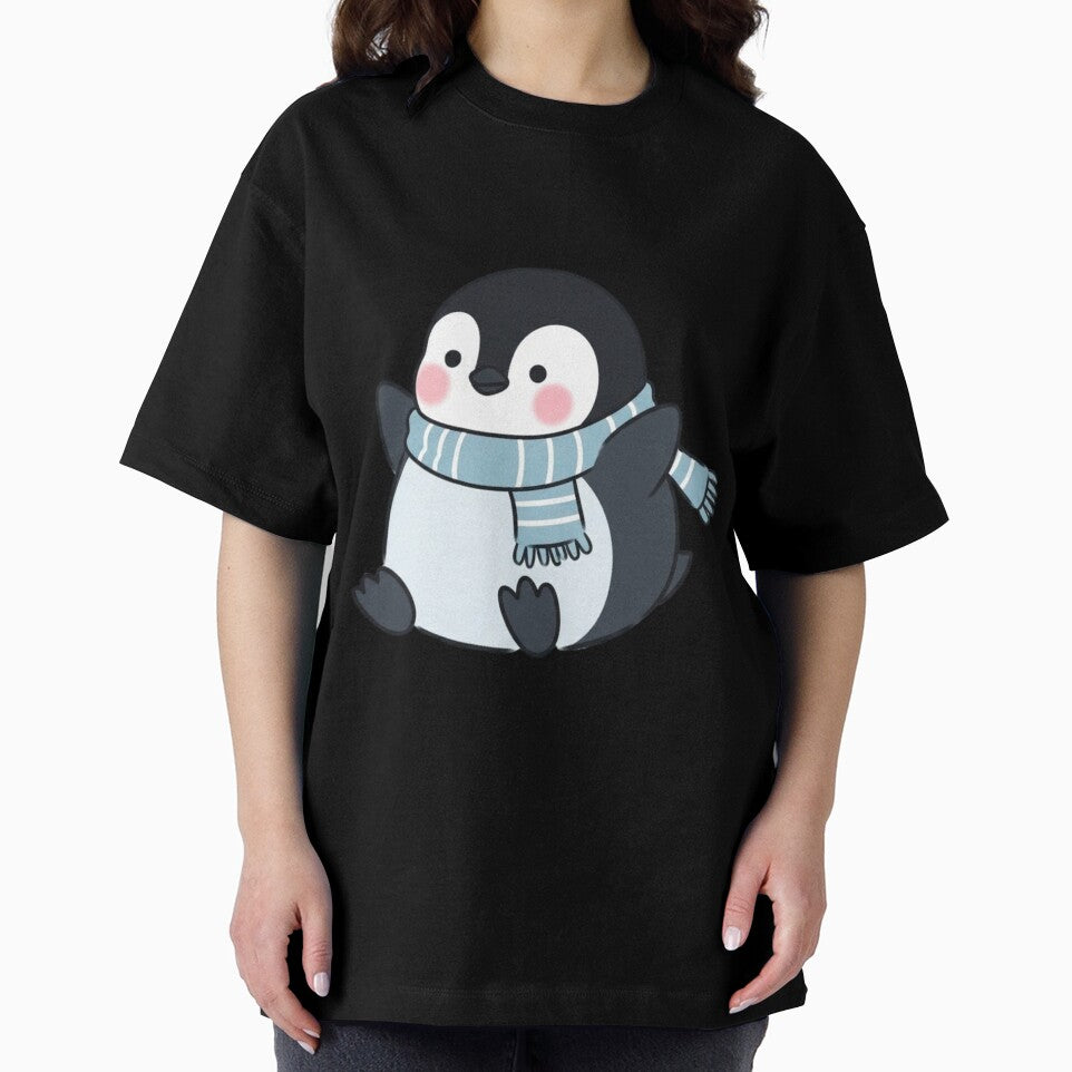 Cute Winter Penguin with Blue Scarf – Kawaii Chubby Penguin by soletstudio