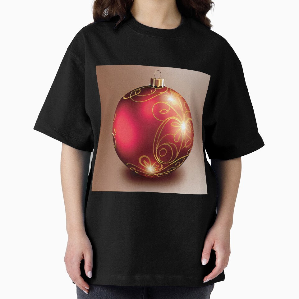 a red christmas ornament with gold swirls by DesignAtYO