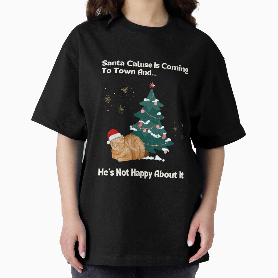 Funny Grumpy Orange Cat Christmas Saying - Sarcastic Christmas Santa by Cat Stories