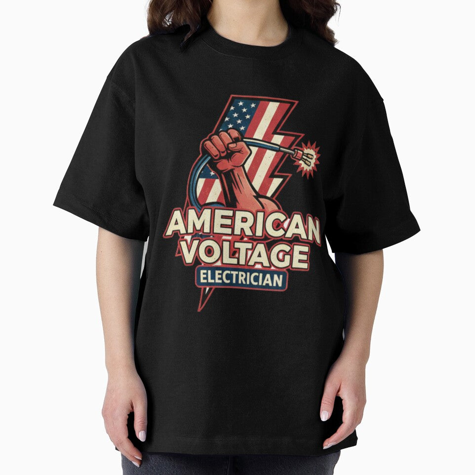 American Electrician T-Shirt |  American Voltage Electrician Logo by AGRO ART