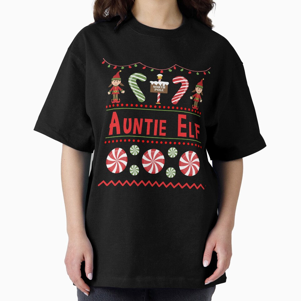 Auntie Elf Ugly Sweater Christmas Elf Design by SpiritWestDesig