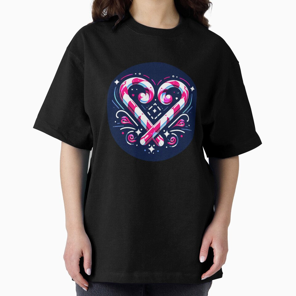 Symmetrical Christmas Candy Cane Design - Heart - Blue Background by Star-Fragment