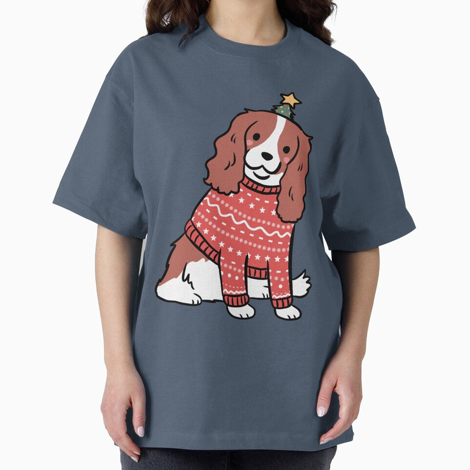 Cute christmas Cavalier King Charles Spaniel dog illustration by Yarafantasyart