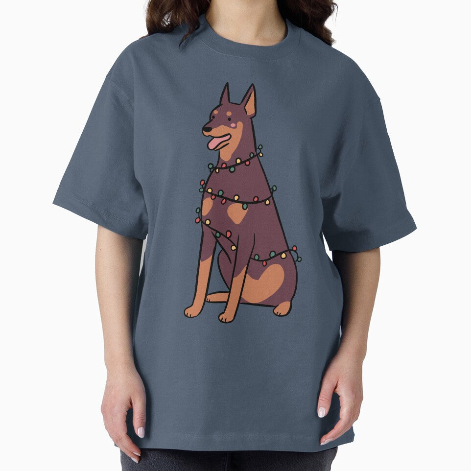 Cute christmas doberman dog illustration by Yarafantasyart