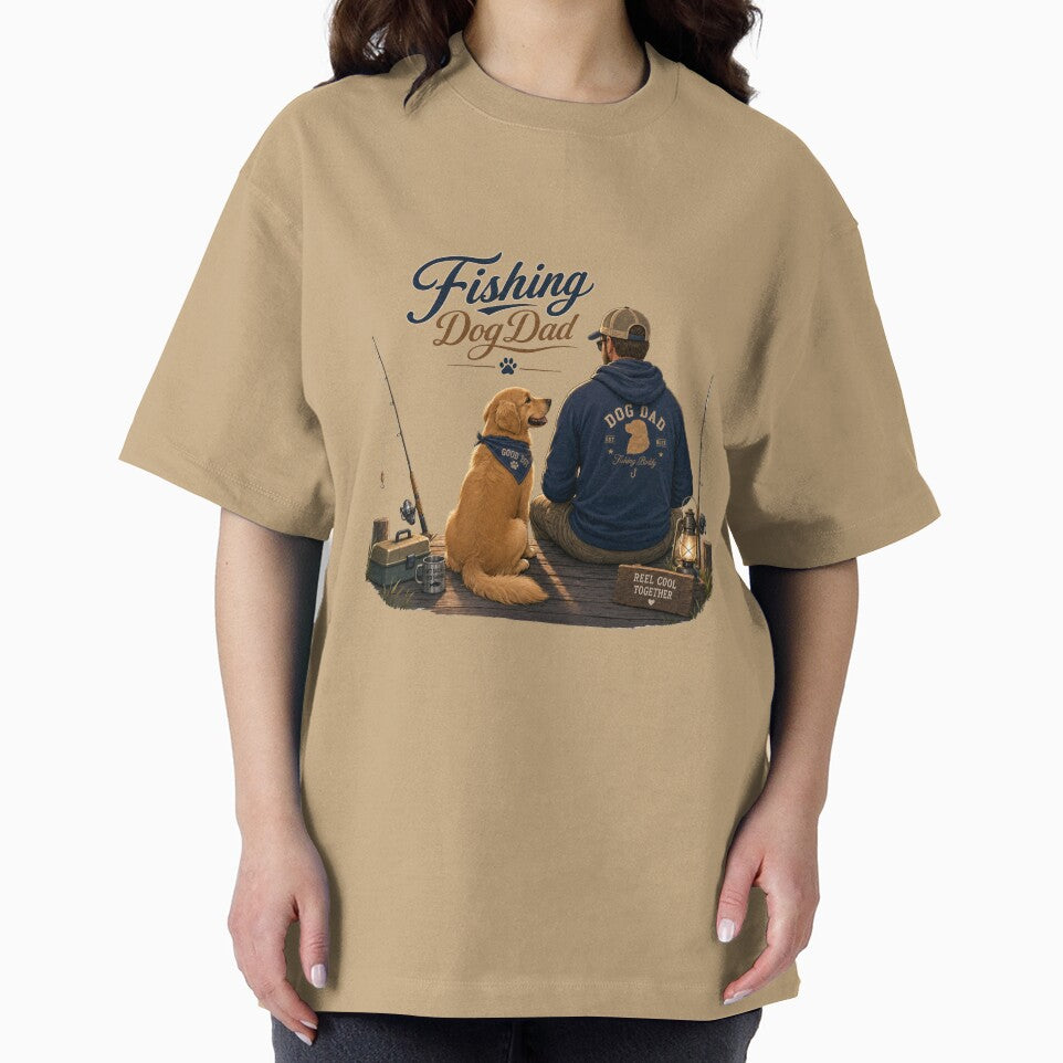 Fishing Golden Retriever Dog Dad Sunset Kawaii T-Shirt by Ashley critters