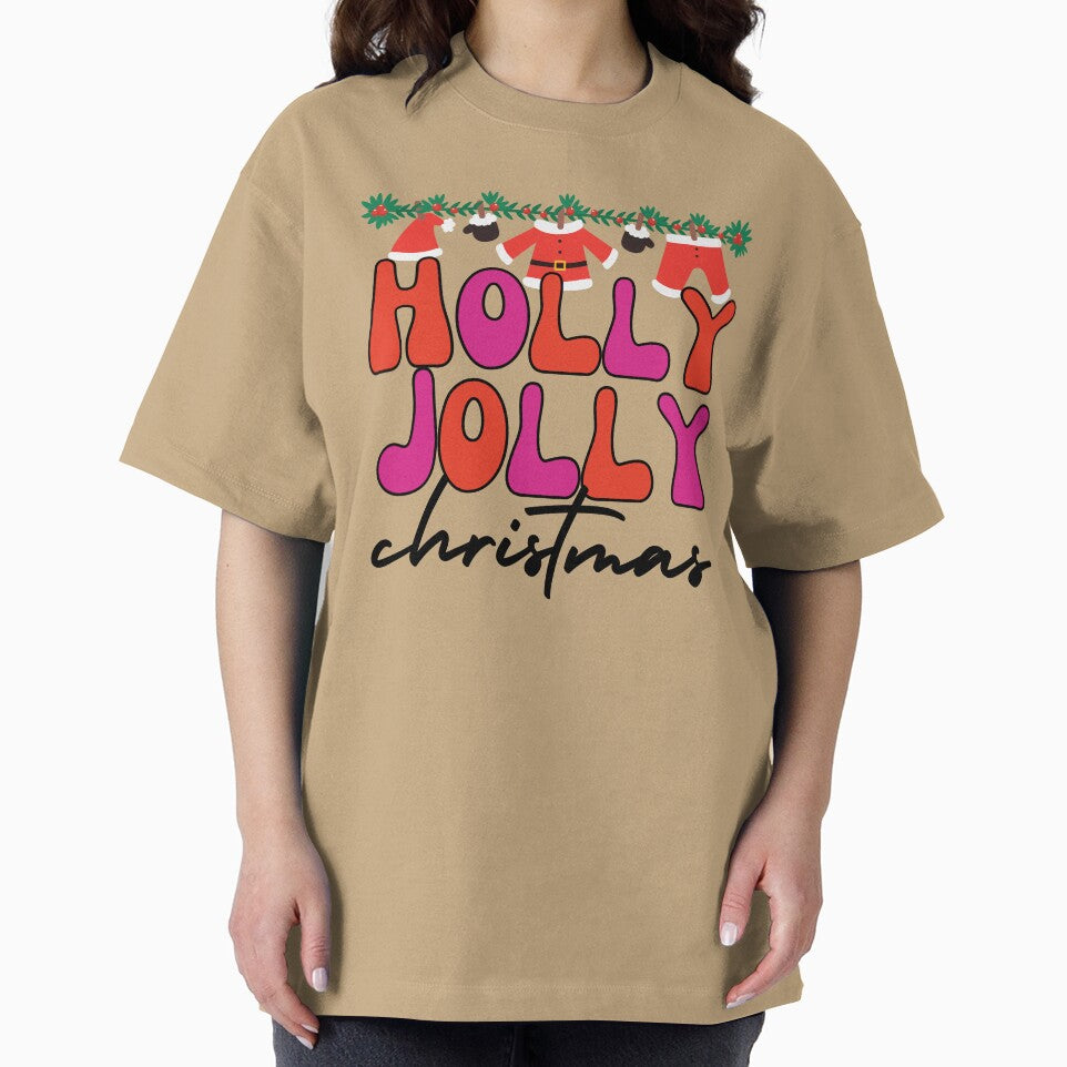 Holly Jolly Christmas pink and red retro 70s aesthetic by LaurenPittaway