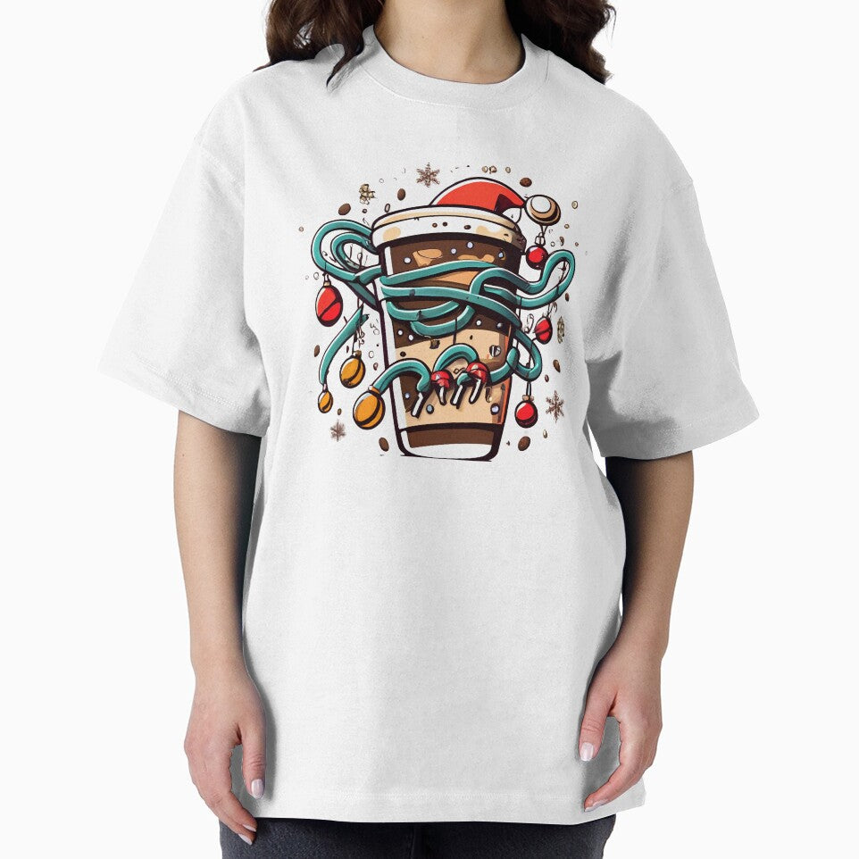 Coffee With Santa Hat And Christmas Lights by Itsheartshop