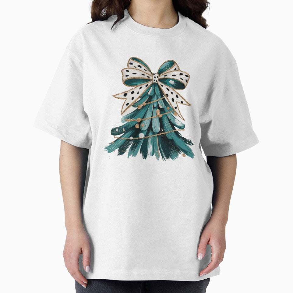 Brush stroke paint Christmas Tree preppy Dalmatian bow by RachelRebel