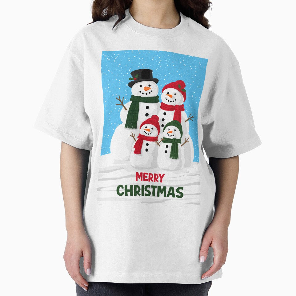 Snowman Family Merry Christmas Card by The Home Of Pink Peach
