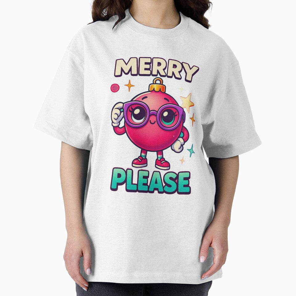 Cute Kawaii Christmas Ornament – “Merry? Please” Holiday Design by DesignNadine