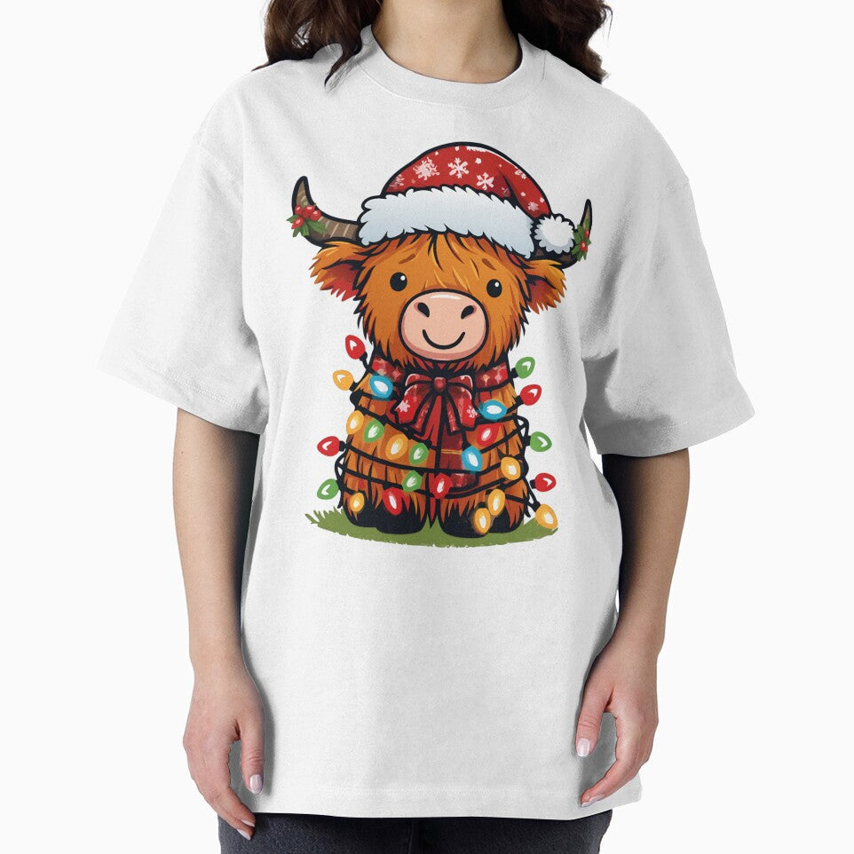 Christmas Highland Cow by printmala