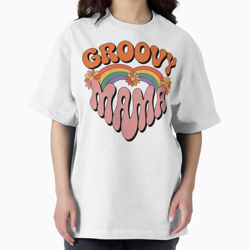Groovy Mama, Retro Vintage Groovy Flowers and Rainbow by graphic-genie