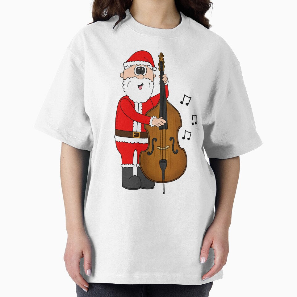 Santa Playing Double Bass, Christmas Bassist Musician Music Teacher by doodlerob
