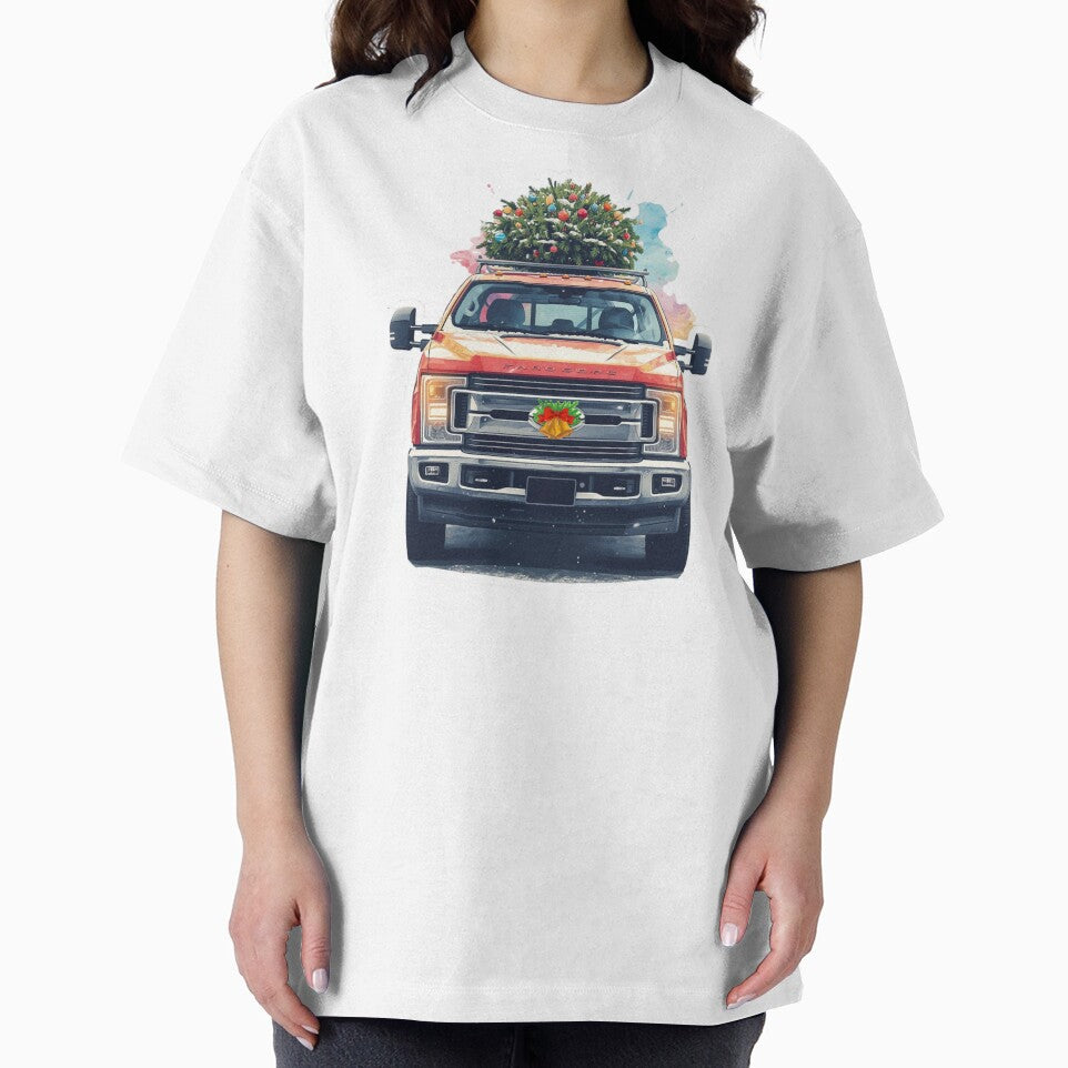 Red Pickup Truck Christmas Tree on Top: Rustic Farmhouse Holiday Design by MiszungART