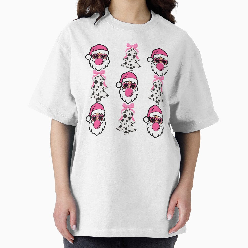 Santa Blowing Bubbles Christmas Tree Pattern Coquette Pink Bow Girly by SunfullyYours