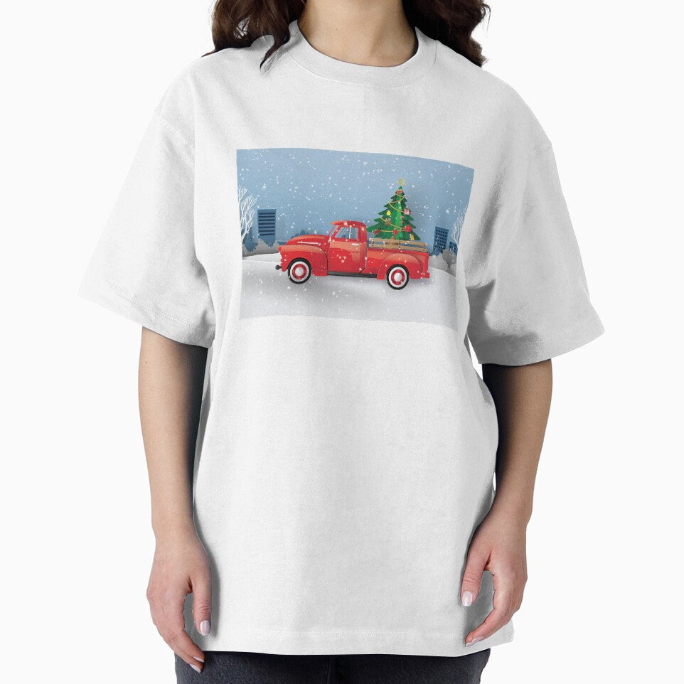 Classic Old Red Truck carrying Christmas Tree by FeatureGifts