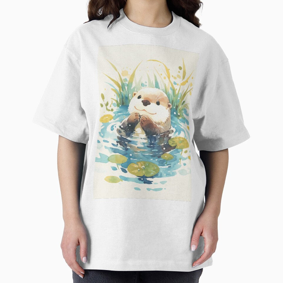 Cheerful Otter Among Lily Pads by AshiraCreations