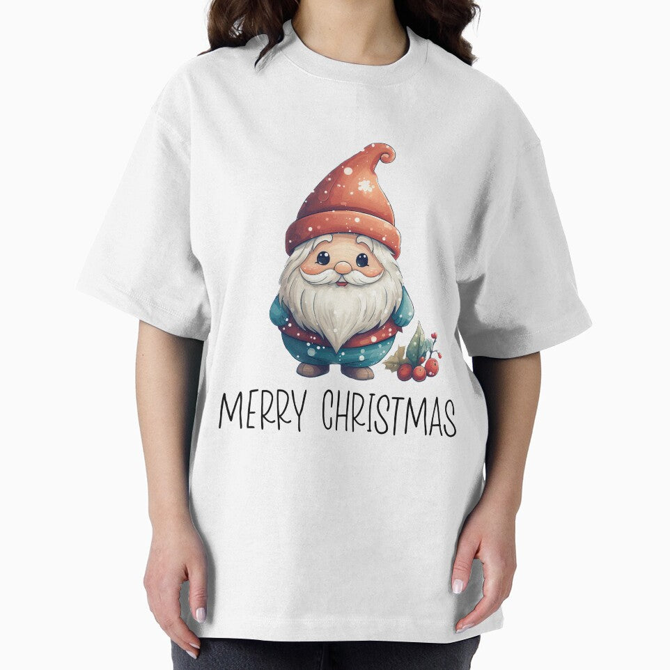 Merry Christmas  Cute Christmas gnome in red hat by Inktown