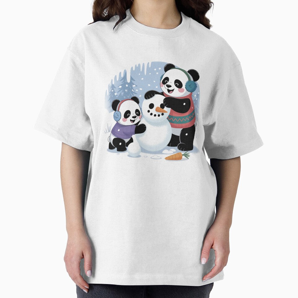 Pandas and Snowman by NicolasGlowArt