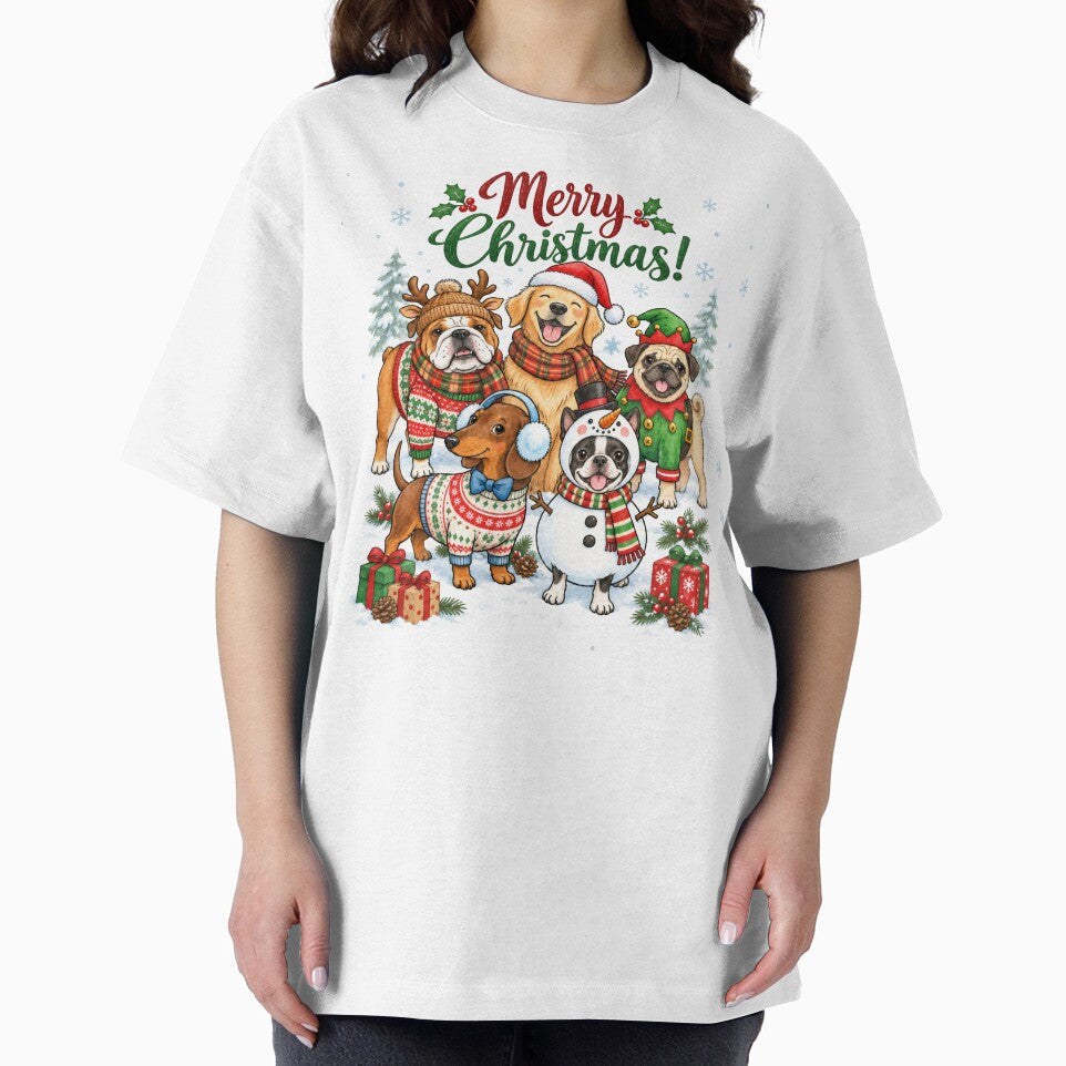 Merry Christmas Dogs Winter Pattern Illustration by SayMaria