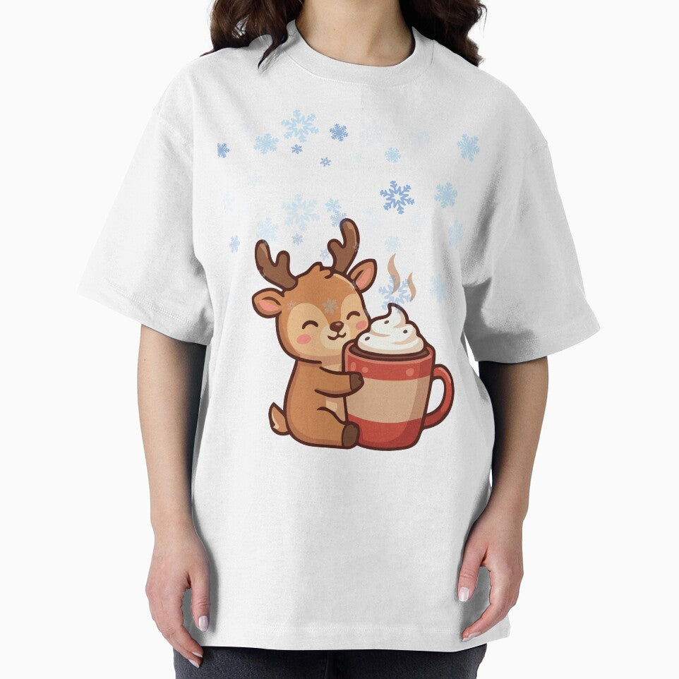 Cute Christmas Reindeer Drinking Hot Cocoa by     Sela Art