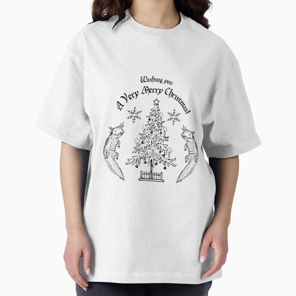 Christmas Axolotl Greetings - Tree and Two Axolotls by CloudInABucket