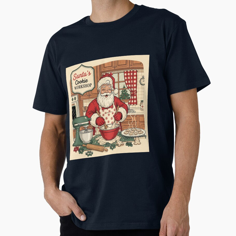 Vintage Santa Baking Cookies - Retro Christmas Kitchen Art by TheEchoStudio