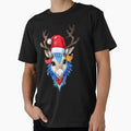 adorable Reindeer head wearing a Santa hat by Sanderland