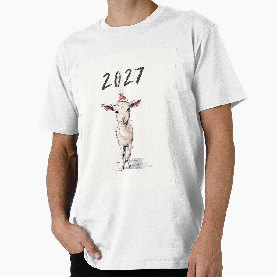 Cute Baby Goat Wearing Santa Hat 2027 Design by EL-Lebedenko