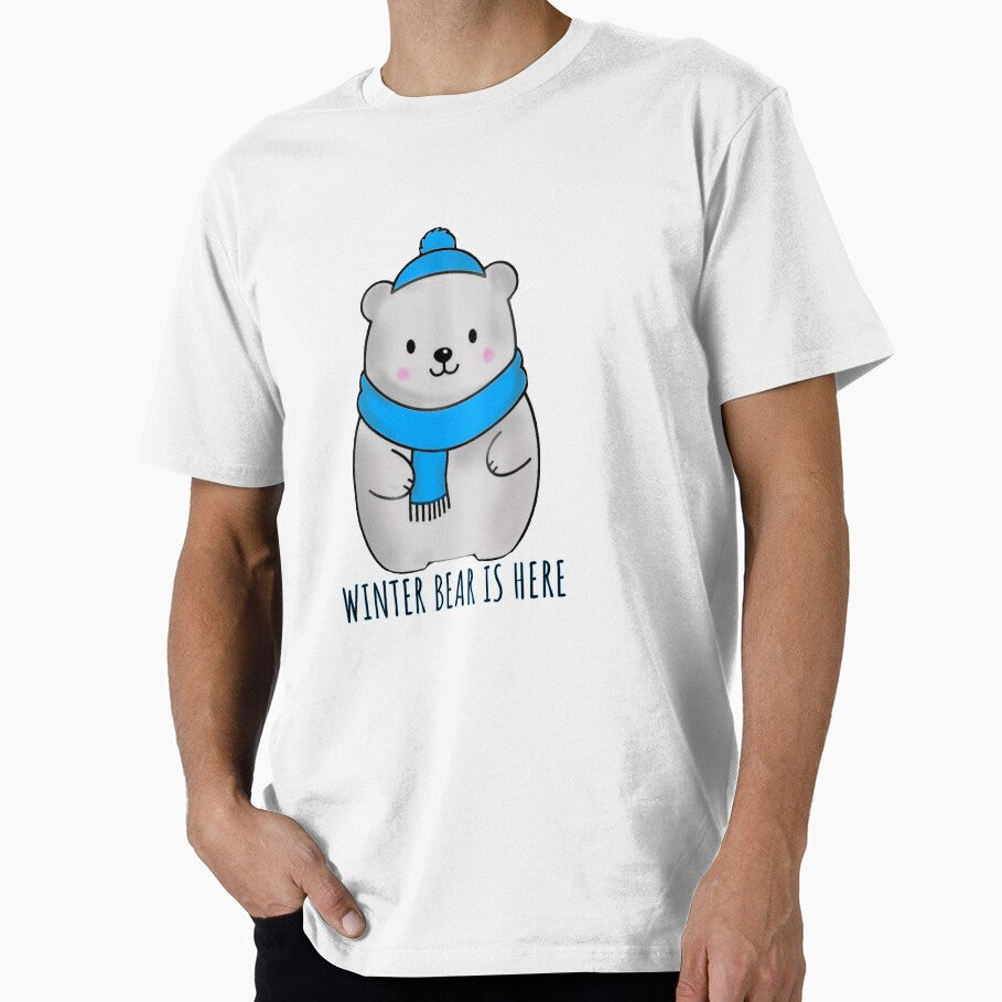 Holiday Season Winter Bear Illustration | Kawaii Minimal Snowy Season Design by dailyprintables