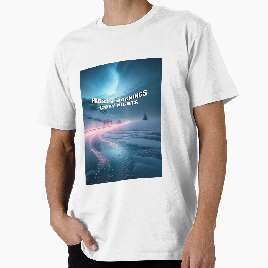 Winter Aesthetics T-Shirt: Embracing Frosty Mornings and Cozy Nights in Artistic Splendor by PING 999 STUDIO