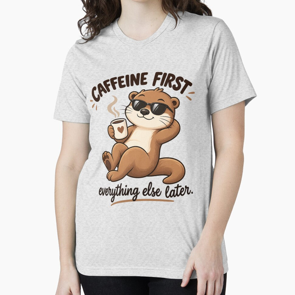 Funny Otter Meme Collection - Caffeine First Otter Meme Cartoon - Funny Coffee Humor by MiraLumeStudio