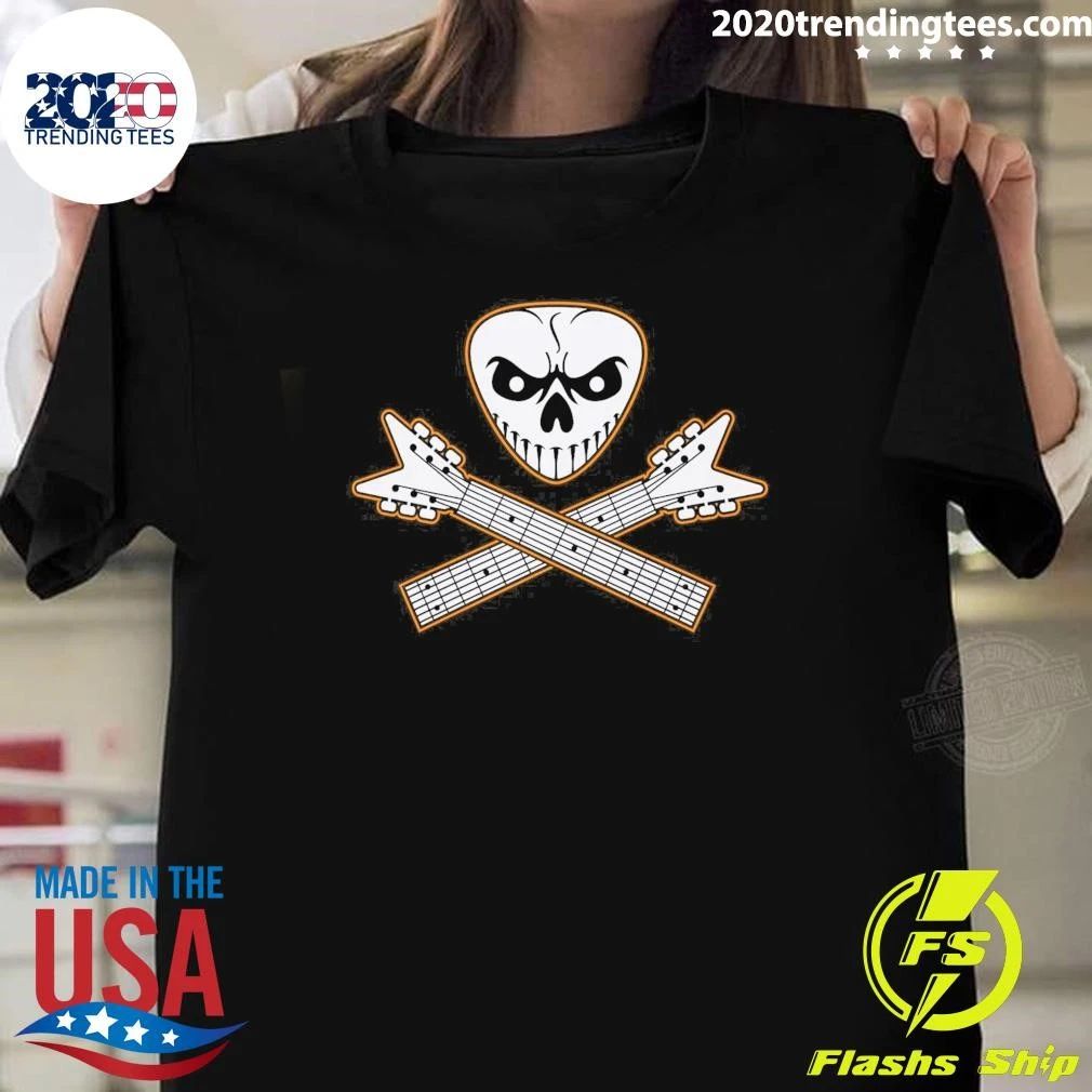Guitar Skull and Bones Rock Metal Music Tee Shirt