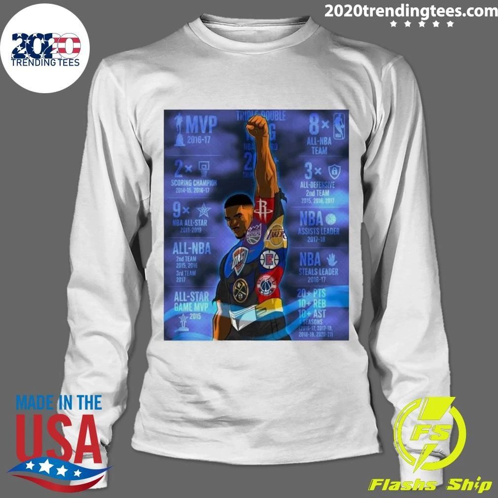 Russell Westbrook MVP All-Star Scoring Assists Leader Triple Double King Stats History Shirt