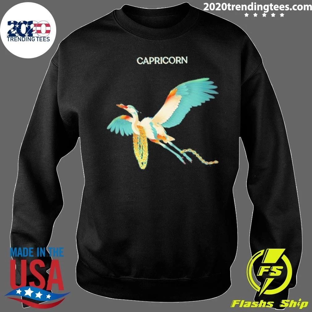 Capricorn Heron With Gold Chains Zodiac Shirt