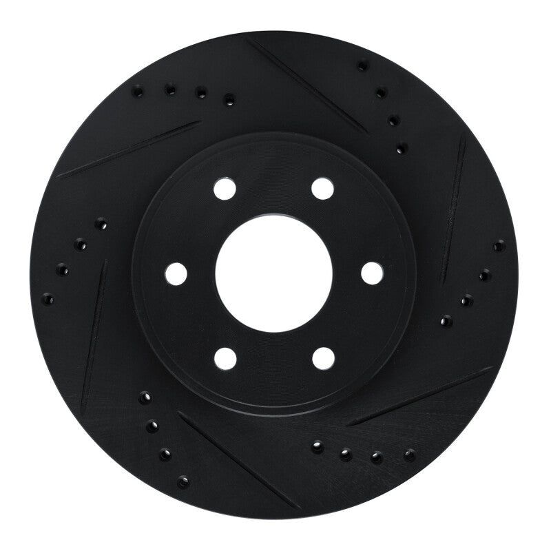R1 16-22 Nissan NP300 Frontier (Mexico) Front Right Drilled & Slotted Black Brake Rotor