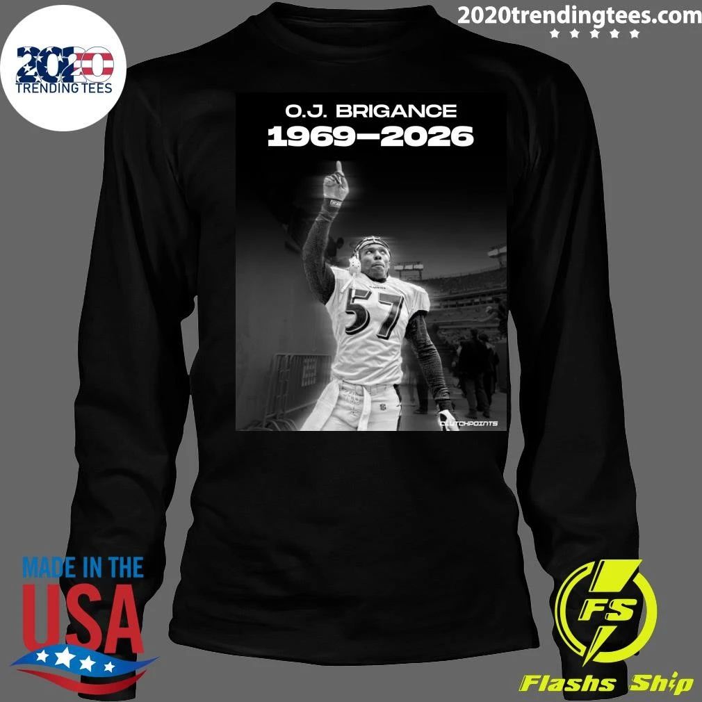 The Ravens announced the passing of former linebacker O.J. Brigance 1969-2026, He was 56 Shirt