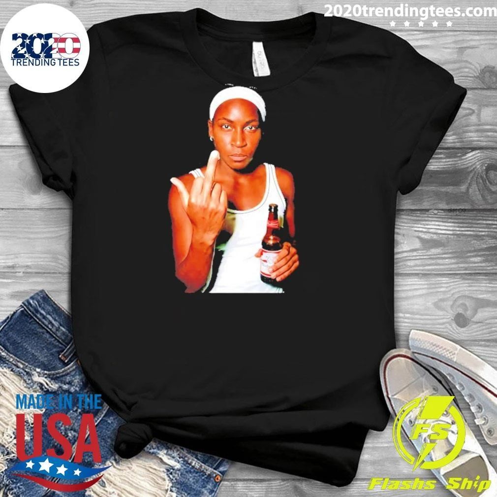 Coco Gauff Budweiser Tennis Athlete Middle Finger And Beer Shirt