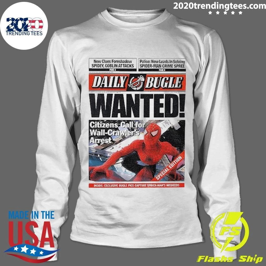 Spiderman Daily Bugle Wanted Newspaper Prop Replica Shirt