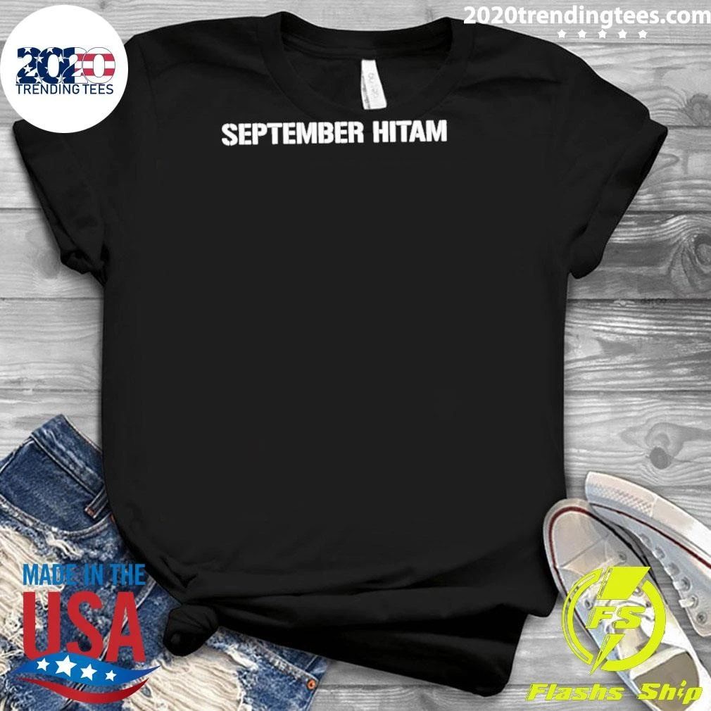 September Hitam Text Shirt