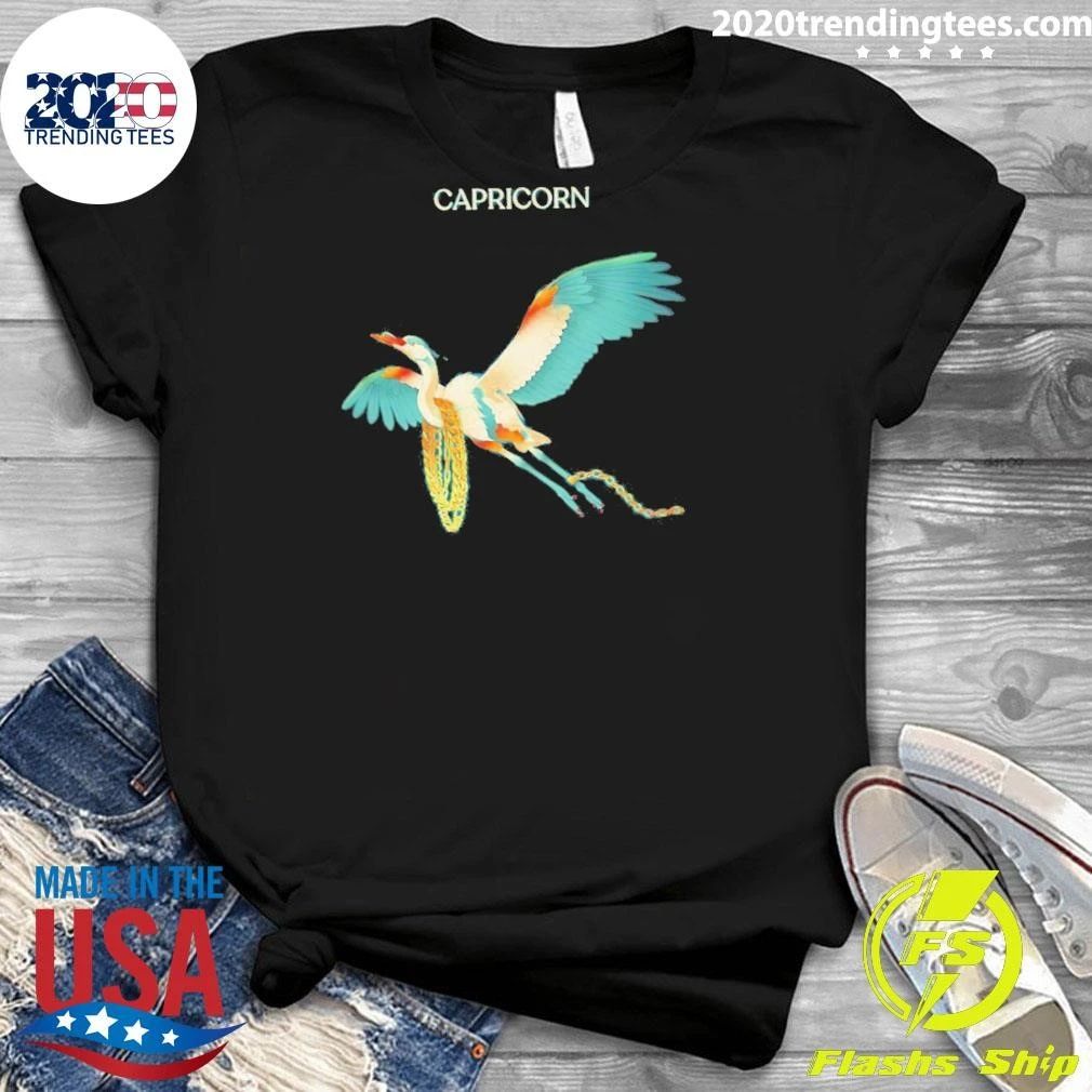 Capricorn Heron With Gold Chains Zodiac Shirt