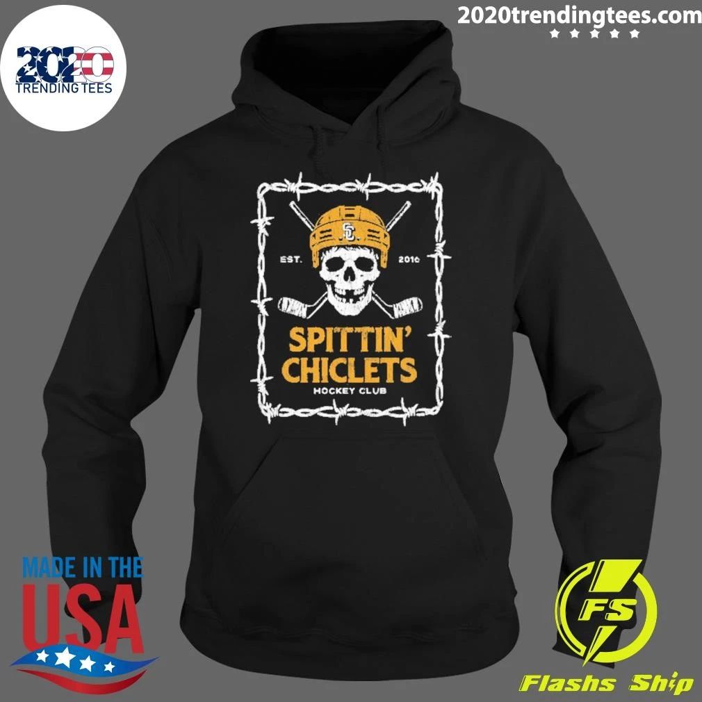 Spittin Chiclets Hockey Club Skull Pocket Tee Shirt